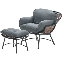 Logan fauteuil met voetenbank copper/black/mystic g - Garden Impressions