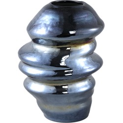 PTMD Orietta Blue oily look glass vase wavy round S