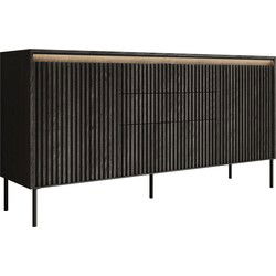 Meubella - Dressoir Timoteo - Mat zwart - 166 cm