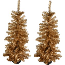 2x stuks kunstbomen/kunst kerstbomen goud 120 cm - Kunstkerstboom