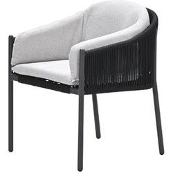 Palma dining fauteuil - carbon black - rope zwart - valley sand