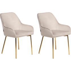 Beliani LOVERNA - Eetkamerstoel-Beige-Fluweel