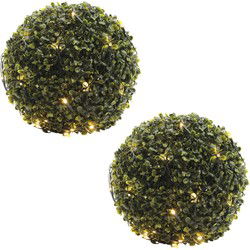 Lumineo Buxus kerstverlichting - 2x stuks - 60 LED lampjes - warm wit -35 x 35 cm - Kerstverlichting lichtgordijn