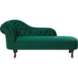 Beliani NIMES - Chaise longue-Groen-Fluweel