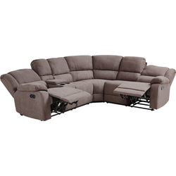 ROKKE - Hoekbank elektrisch verstelbaar - Taupe - Polyester