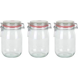 Weckpot/inmaakpot - 8x - glas - 1000 ml - beugelsluiting - transparant - Weckpotten