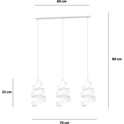 Helsingborg 3L witte spiraal metaal hanglamp 3x E27