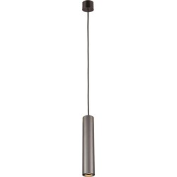 Tabore pendellamp cilinder GU10 (excl) zwart + geborsteld staal