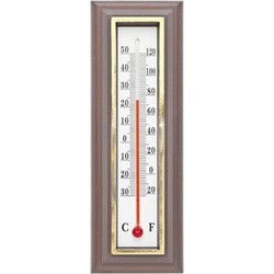 Buiten thermometer - donkerbruin - 5 x 16 cm - celcius en fahrenheit - Buitenthermometers