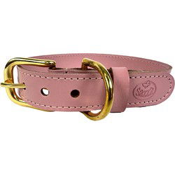 SAZZZ HALSBAND HOND BRAVEHEART CLASSIC LEER ROZE 22-28X1,5 CM
