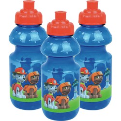 3x stuks kunststof bidon pop-up drinkbeker Paw Patrol 350 ml - Schoolbekers