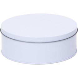 Rond koekblik opbergblik - wit - 18 x 7 cm - Snoeptrommel/koektrommel - Voorraadblikken
