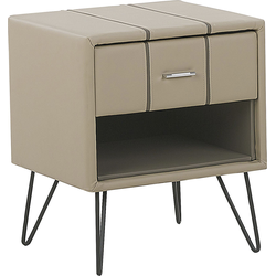 BETIN - Nachtkastje - Beige - Kunstleer