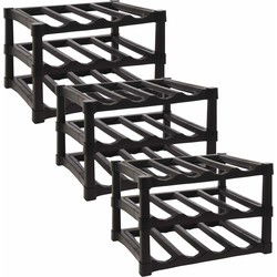 EH Wijnrek - zwart - kunststof - 39 x 30 x 25 cm - 36x flessen - Wijnrekken
