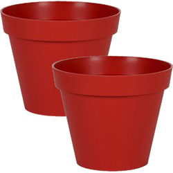 EDA Toscane Bloempot - 2x - kunststof - rood - D40 x H32 cm - Plantenpotten