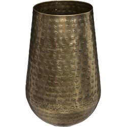 Bloemenvaas van metaal 23 x 15 cm kleur metallic brons - Vazen
