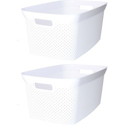 2x Wasmand/wasgoed draagmanden wit 35 liter 34 x 54 x 23 cm huishouden - Wasmanden