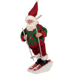 Clayre & Eef Kerstdecoratie Beeld Kerstman Rood Textiel