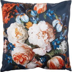 Clayre & Eef Sierkussen  45x45 cm Blauw Oranje Polyester Bloemen Sierkussenhoes