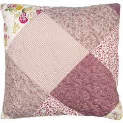 Clayre & Eef Kussenhoes 50x50 cm Paars Polyester Bloemen Sierkussenhoes