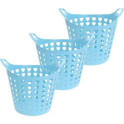 Flexibele wasmand - 3x - blauw - 26 liter - kunststof - 40 x 42 cm - Wasmanden