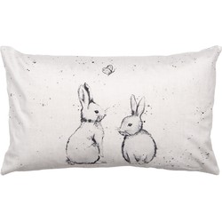 Clayre & Eef Kussenhoes 30x50 cm Beige Polyester Rechthoek Konijn