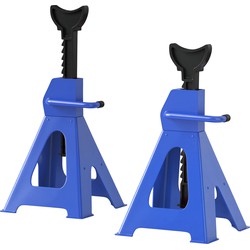set 2 stuks Assteunen hoogteverstelbaar - autobok 3000 kg - 3 ton - Blauw