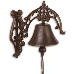 A PAIR OF CAST IRON ORNAMENTAL BELLS
