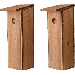 2x Vurenhouten nestkasten voor spechten 54 cm - Vogelhuisjes