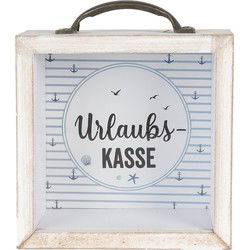 Clayre & Eef Spaarpot 15x8x15 cm Wit Houtproduct