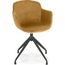 Designstoel met 'GRAPIN' armleuningen in mosterdfluweel