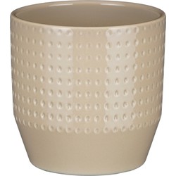 Mica Decorations Bloempot Nola - beige - D14 x H13 cm - relief dots - Plantenpotten