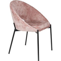 Eetkamerstoel Oud Roze Stof - Zithoogte 51cm - 48x64x84cm - Dando - Set van 2