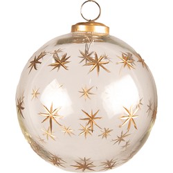 Clayre & Eef Kerstbal  Ø 15 cm Transparant Glas Sterren Kerstdecoratie