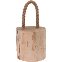 Excellent Houseware Deurstopper teak hout met draagtouw 14 cm - Deurstoppers