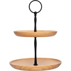 QUVIO Etagere - 2 laags - Hout - Donkerbruin