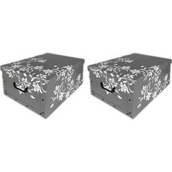 2x Opberg boxen grijs 51 x 37 cm - Opbergbox
