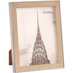 Arte r Fotolijstje - zilverkleurig met hout - foto van 15 x 20 cm - Fotolijsten