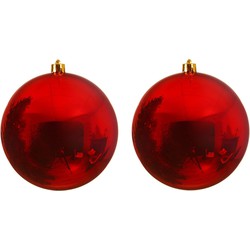 2x Grote raam/deur/kerstboom decoratie rode kerstballen 25 cm glans - Kerstbal