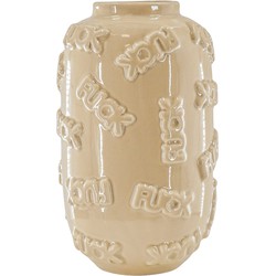 Vase - 'FUCK' - Ceramics - Beige  -  17x17x27cm