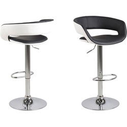 Barkruk - Zwart PU leer - Zithoogte 80cm - Gudvik - Set van 2