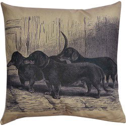 Clayre & Eef Sierkussen  43x43 cm Zwart Grijs Synthetisch Vierkant Hond Kussenhoes met Kussenvulling