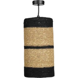 Mica Decorations Hanglamp Jinx - 15x15x30 cm - Jute - Zwart