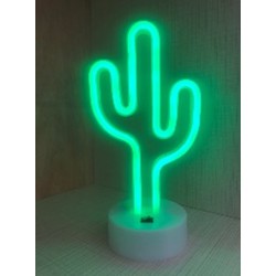 Groenovatie LED Neon Tafellamp "Cactus", Op Batterijen en USB, 13x10x27cm, Groen