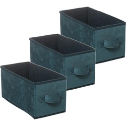 Set van 3x stuks opbergmand/kastmand 7 liter petrol groen polyester 31 x 15 x 15 cm - Opbergmanden