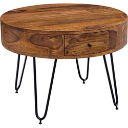 Pippa Design moderne ronde salontafel met twee lades - hout