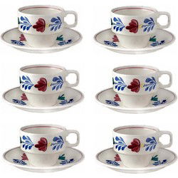 Boerenbont Kop en schotel stapelbaar 200ml - set van 6 stuks