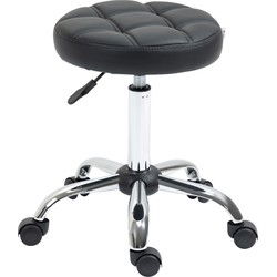 Ergonomische Rolkruk Kunstleer in Hoogte Verstelbaar 51-67cm - Zwart