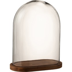 J-line - Stolp Ovaal Hout/glas Transparant/donker Bruin Small - 33.5x18.5x41.5cm