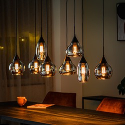 Hanglamp 8-Lichts - Smoke Glass - Industrieel - Lamp Daina
